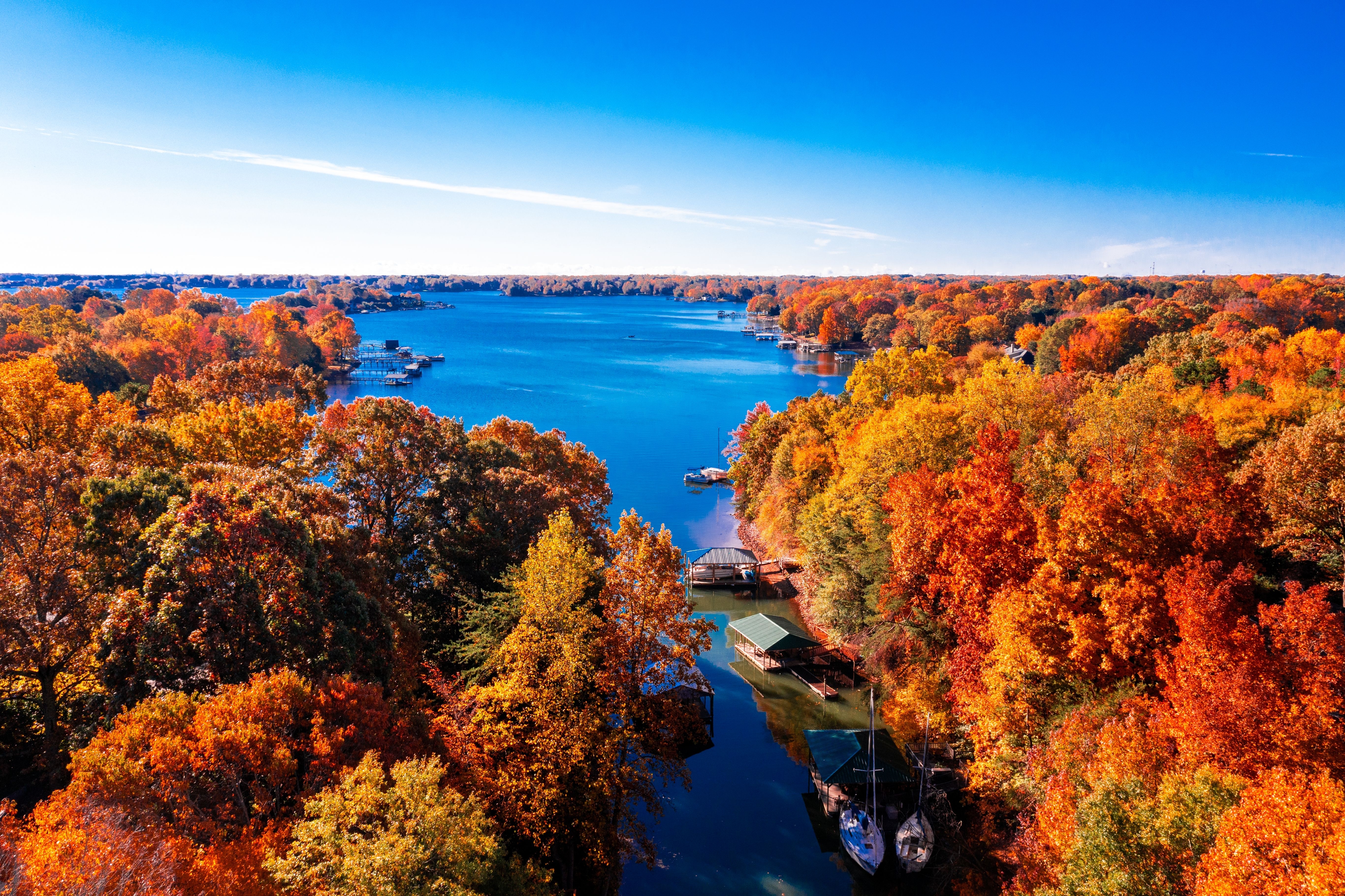 A panoramic view of Huntersville and Lake Norman highlighting the community where Adkins Law a family law and mediation firm serves families throughout the region